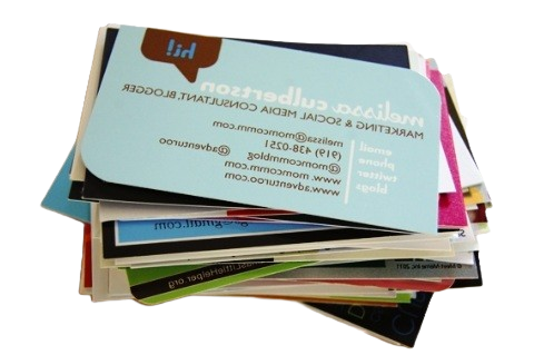 Stack of paper business cards